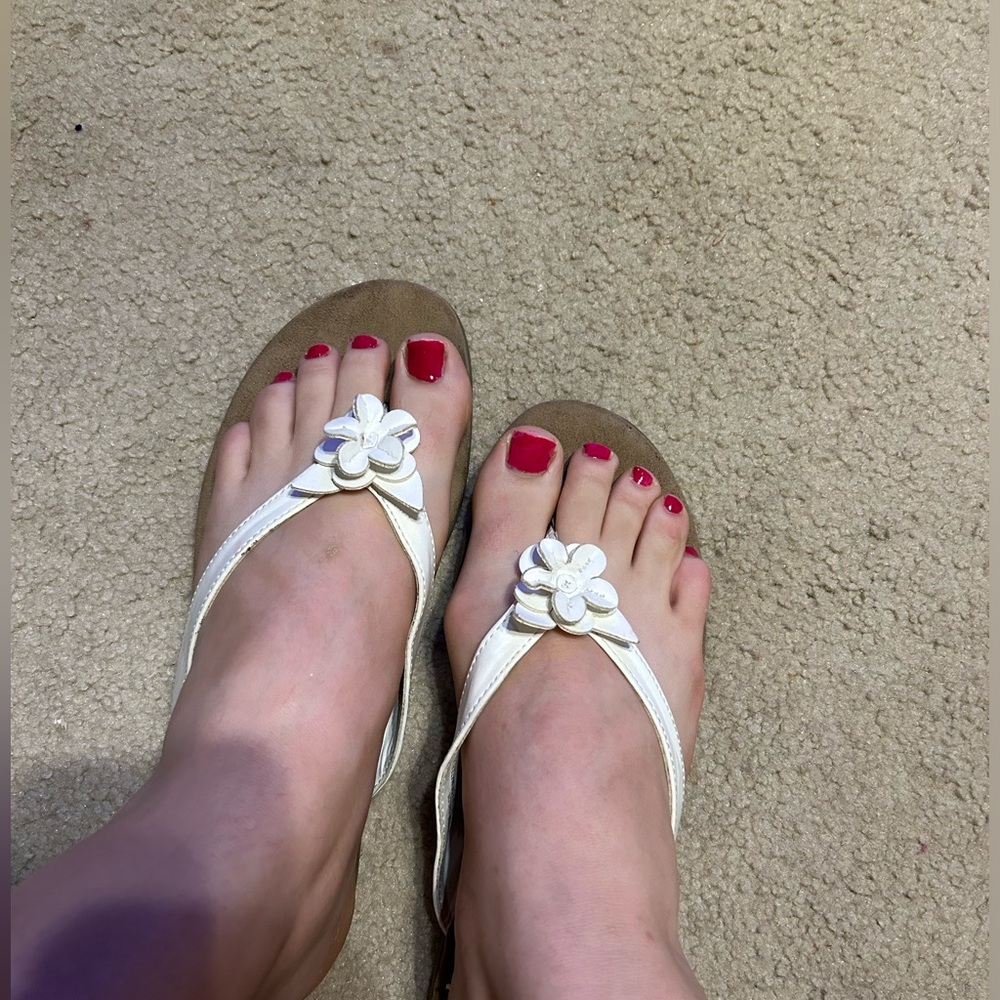 Well worn women’s sandals